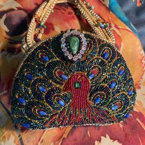 Beaded Peacock Evening Bag